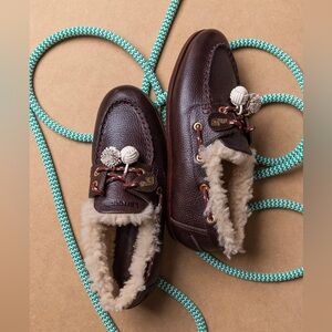 Larroude Brown Loafers with Cream Accents